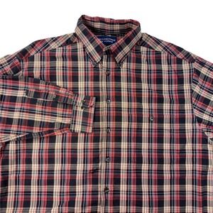 Roundtree & Yorke Mens 2XL Long Sleeve Button Down Shirt Plaid Egyptian Cotton